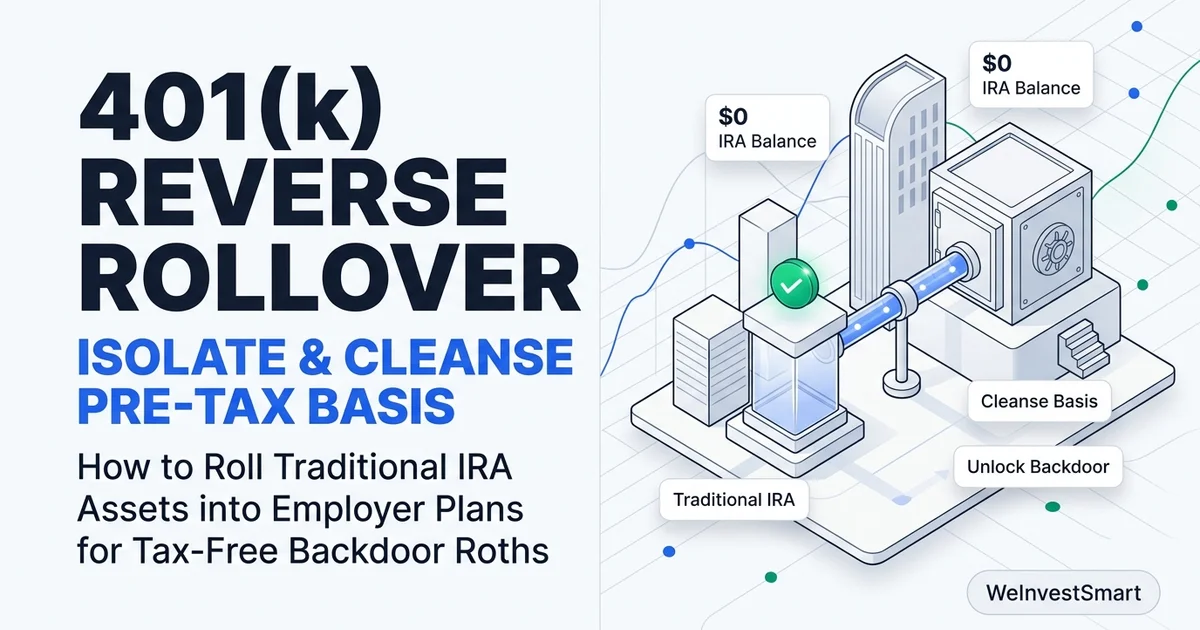 401k reverse rollover diagram illustrating pre-tax asset transfer from traditional IRA to employer plan to isolate basis